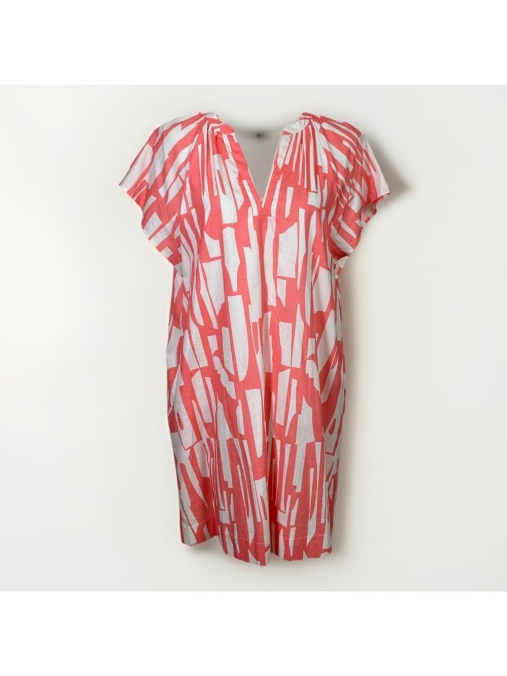 NWT PINCH Size L Mini Tunic Dress Casual V-Neck  Pockets Cotton Beachy Orange